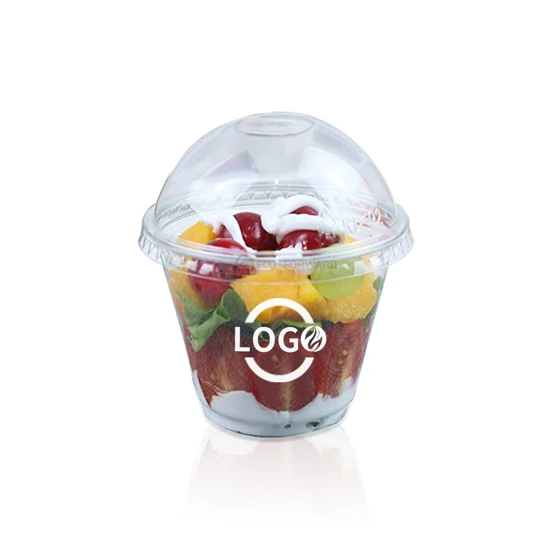 Disposable Plastic Ice Cream Cup with logo U Round Cups with Bear Lid Plastic Cups