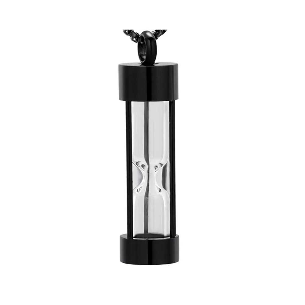 Stainless Steel Hourglass Urns Ash Pendant Jewelry Sandglass Keepsake Hold Memory Necklace  Cylinder Necklace for Men Women Pet