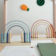 MU Free sample natural Wooden colored montessori Baby Learning tools Beads Math Counting abacus education mathematics for Kids