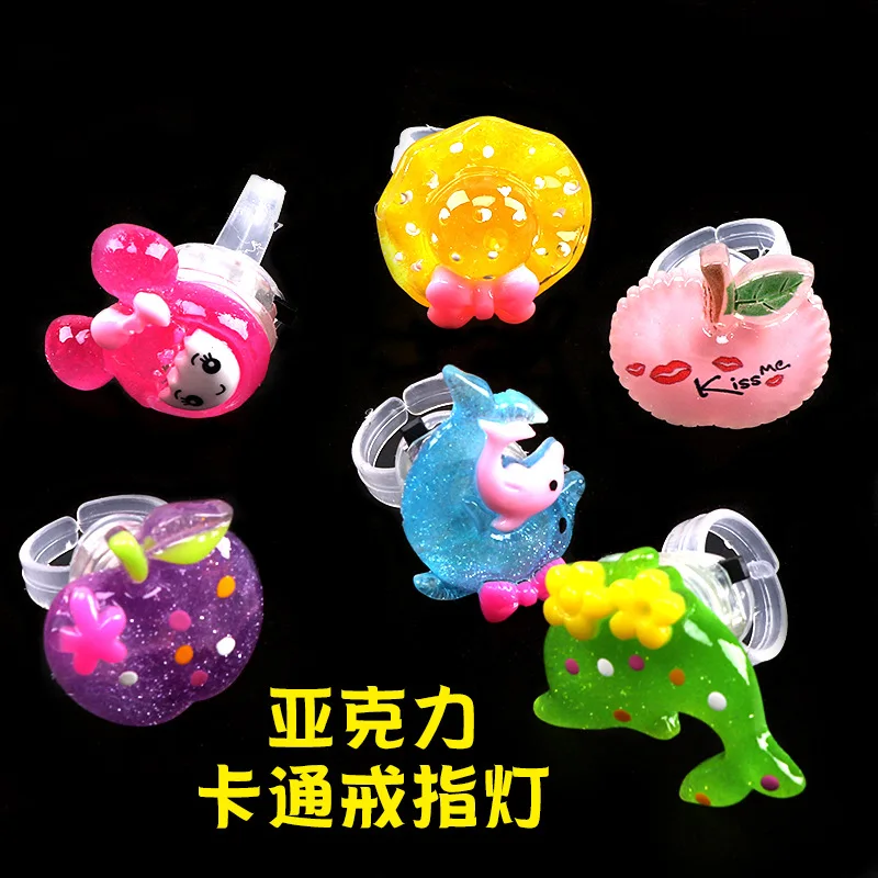 Wholesale High Quality Colorful Plastic Ring Cute Led Glowing Finger Girl Glow Toy for
