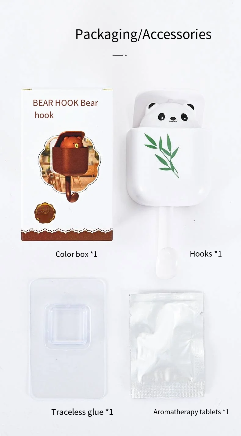 Creative novelty hooks nail free adhesive novelty hooks plastic door hanging on wall shoes hat coat novelty hooks cartoon squirrel bear details