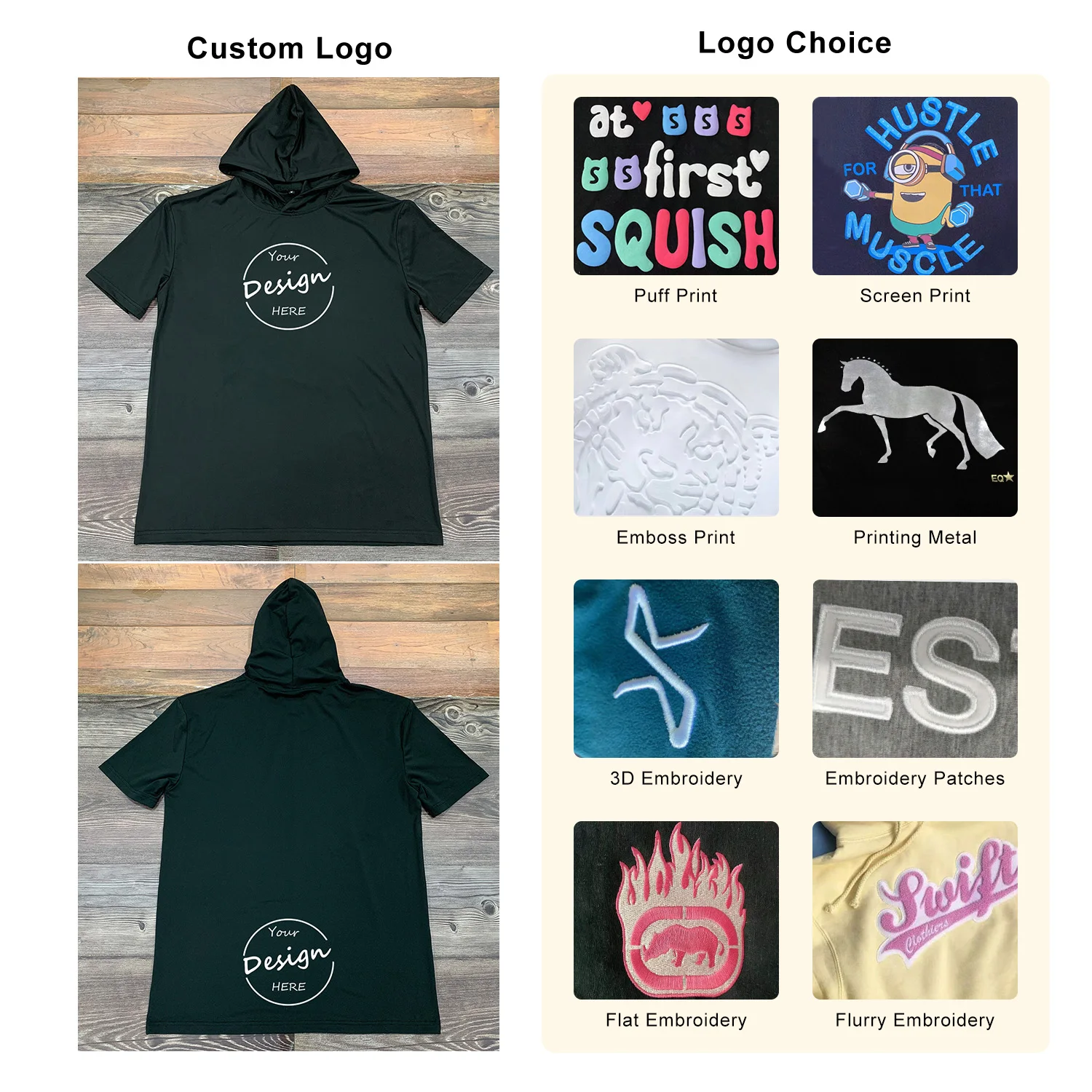 Latest Quick Dry Short Sleeve Hooded T Shirts Plain Polyester Regular Fit Men’s Sport Clothing Printing Logo