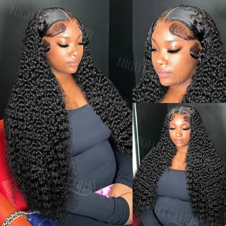Parrucca frontale trasparente con onde profonde e sciolte da night club, HD Lace Water Curly Human Hair, chiusura in pizzo 5x5, per donne_voghion.com
