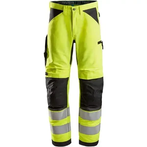 Polyester Cotton Hi-Vis Yellow Twill Long Pants Men Safety Cargo Pants Multi Pockets Workwear Maintenance Pants Men