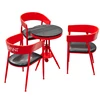 One table and three chairs