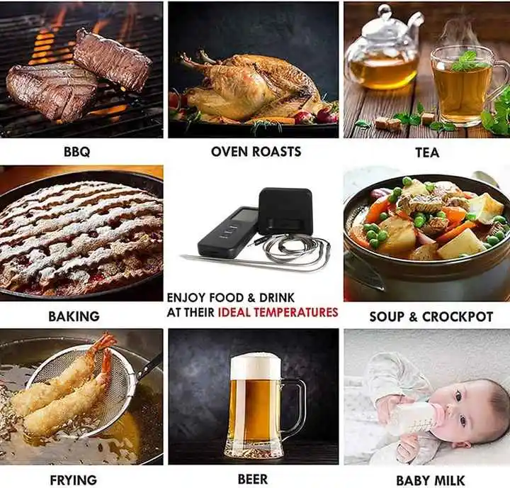 Factory Direct Supply Cooking Thermometer Bbq Digital Barbecue Meat Electronic Table Thermometers with Timer LED Back Light