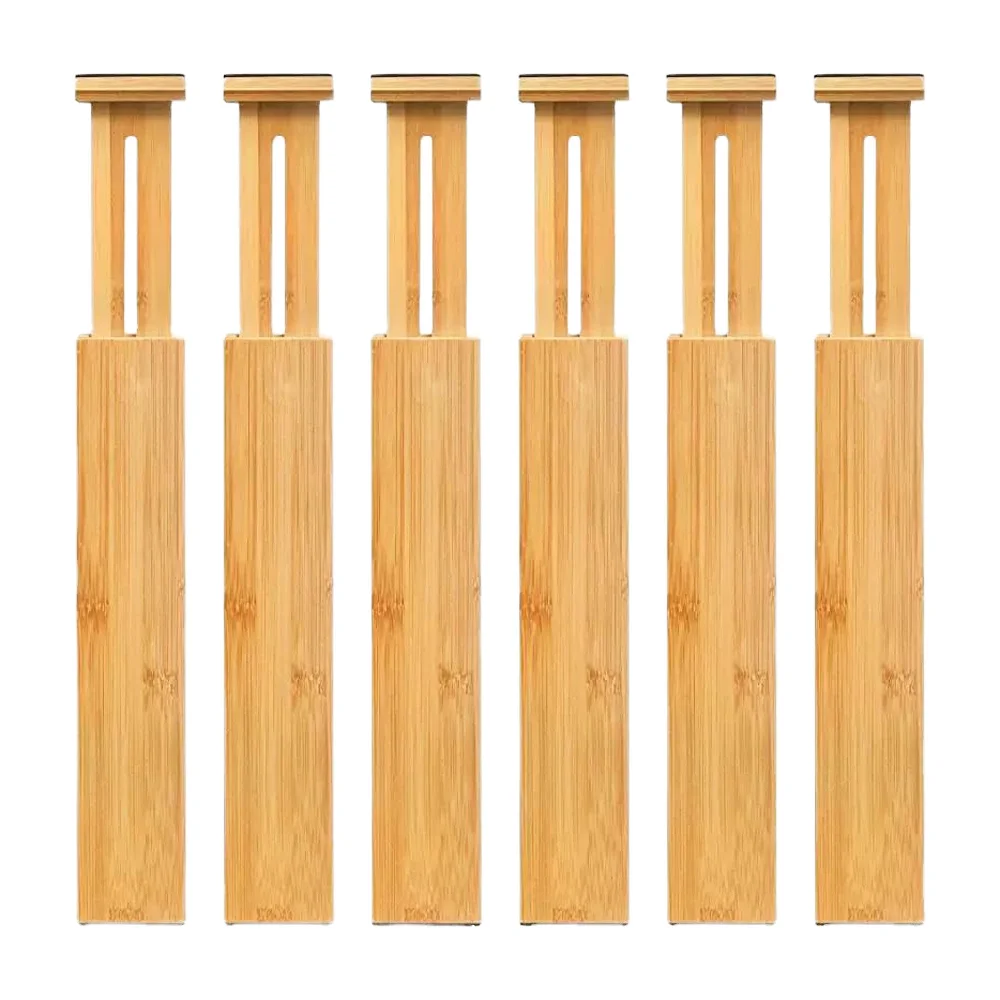 Best Price Eco-Friendly Adjustable Bamboo Storage Containers Extensible Drawer Dividers for Kitchen Toys Organizer Tableware