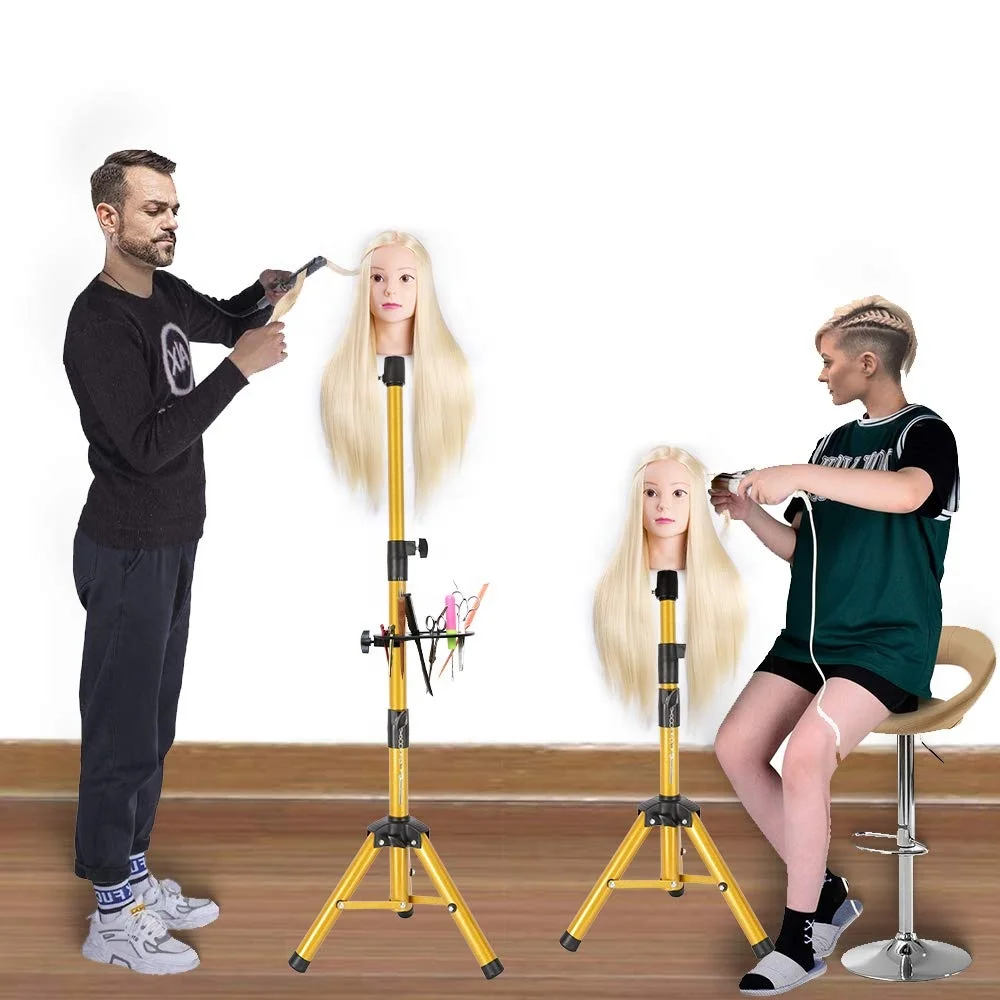 Leeons Mannequin Head Canvas Head Tripod for Wig Making