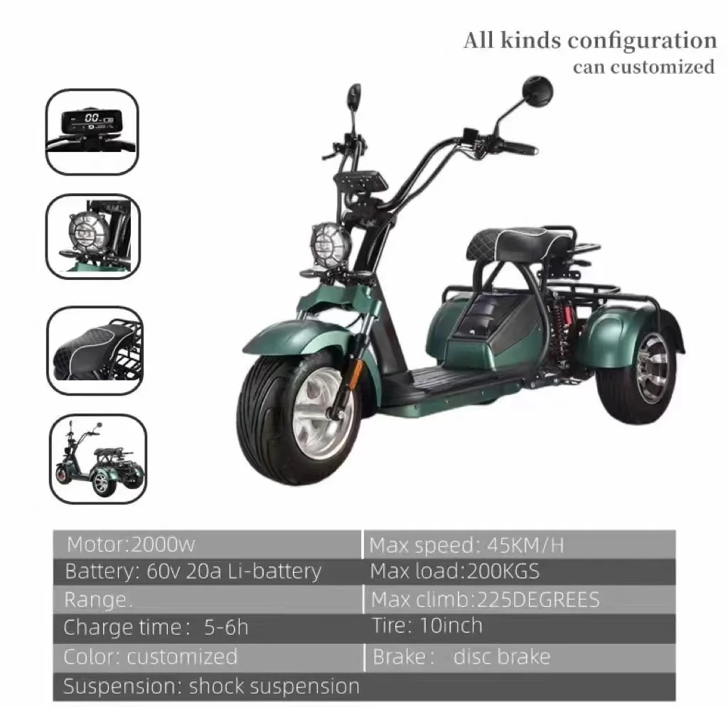 Adult Electric 3 Wheel Scooter 2000W Motor Max Speed main image 1