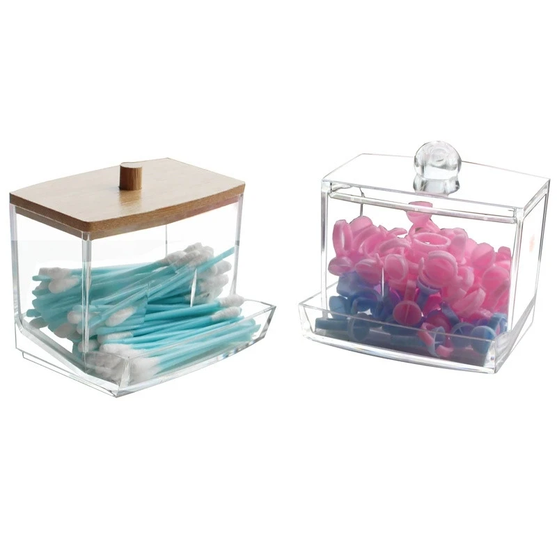 Clear Cotton Swabs Box Cosmetic Cotton Storage Rackr Cosmetic Medical Cotton Bud Swabs Organizer Holder Box