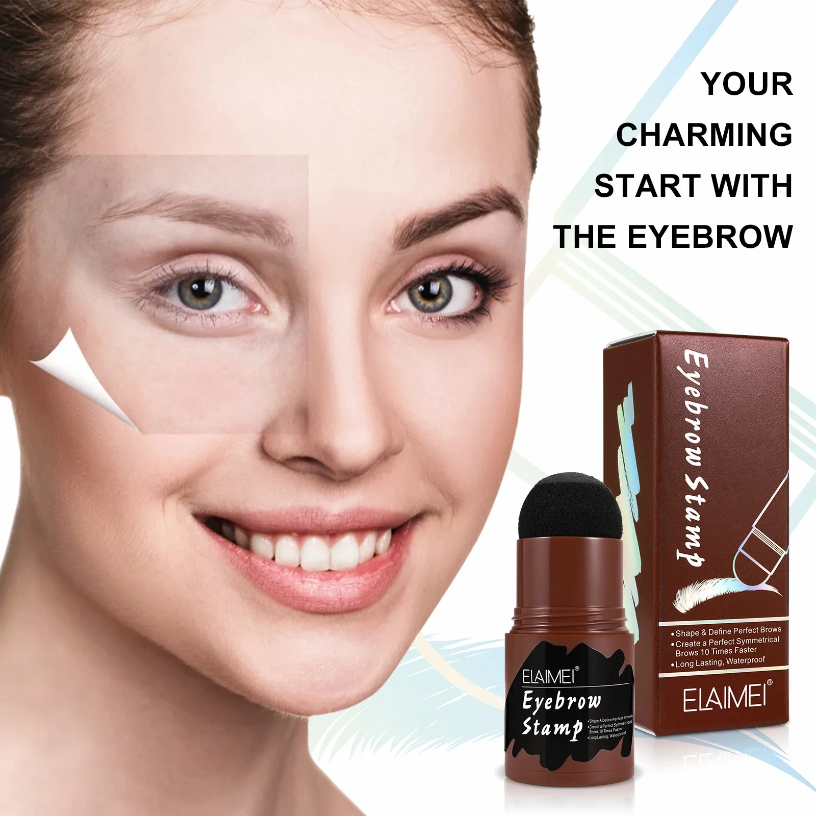 Elaimei Eyebrow Stamp Powder Long Lasting Waterproof Eyebrow Stamp