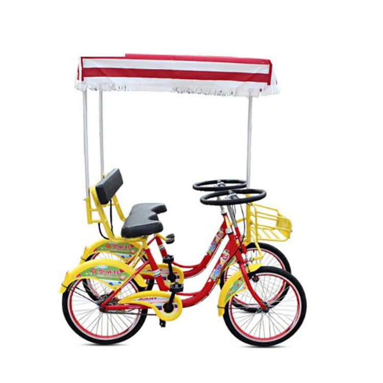 Popular Seat Pedal Handbreak/high Quality Surrey Bike in Park/  Quadricycle Bike with Kids Seats