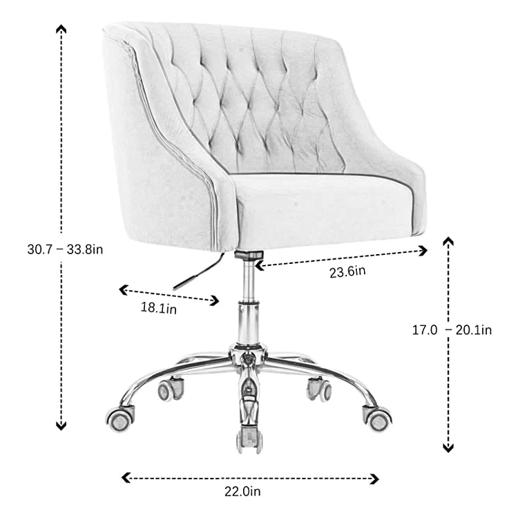 Velvet Fabric Swivel Task Chair For Home Office Ergonomic Comfortable ...
