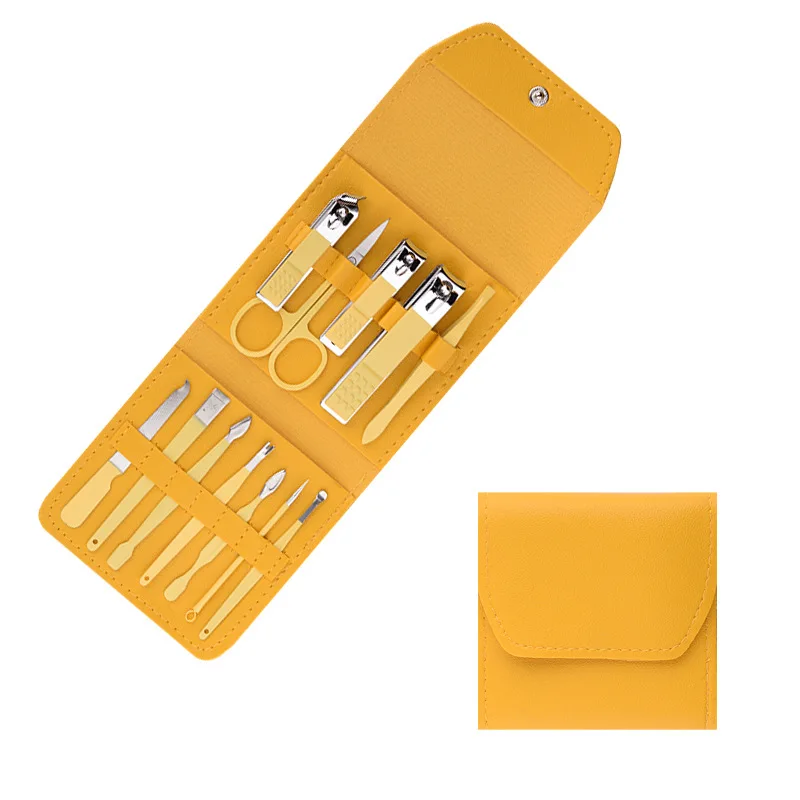 product high quality green custom logo travel  manicure set 12 in1 nail clipper set-8