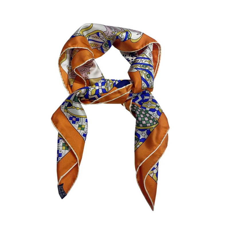 Wholesale Custom Digital Printing Square Silk Scarves 100% Silk Scarf Printed Logo Women Head Satin Scarves