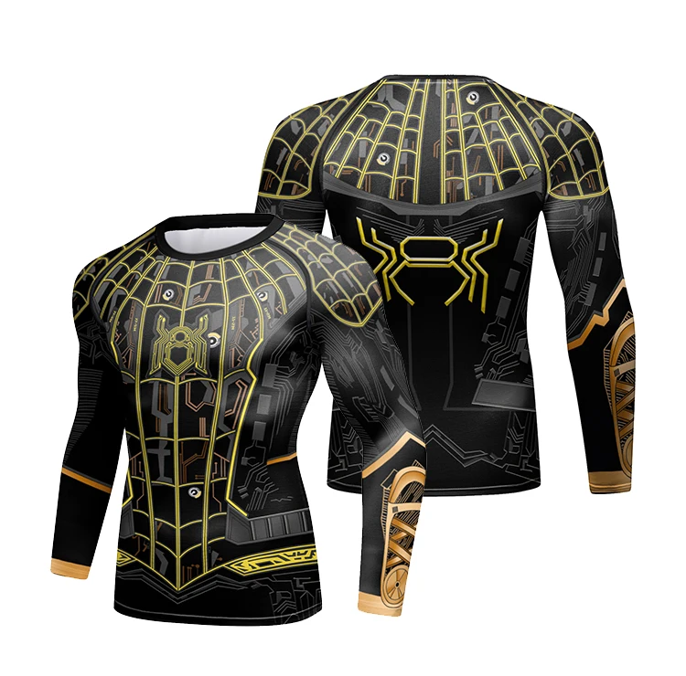 High quality sublimation printed Gym Fitness T Shirt Wholesale Compression Polyester Spandex Shirt