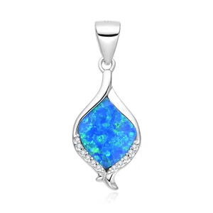 Wholesale S925 Sterling Silver Opal Stone Rhodium Plated Pendant Fashion Jewelry for Women