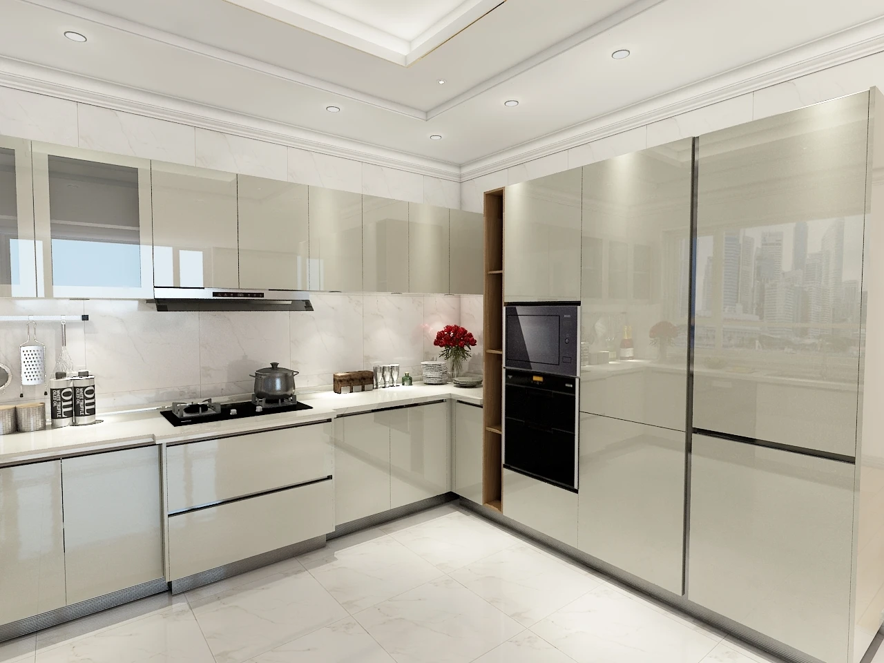 High Standard Kitchen Pantry Cupboards Furniture High Gloss Lacquer