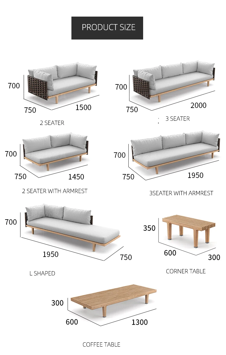 Modern Luxury Leisure Outdoor Garden Furniture Rattan 5 Seater Sofa Sets Patio Furniture