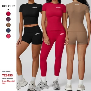 Custom High-Quality Conjunto De Yoga Clothes Suit Fitness Sportswear Women Activewear Outdoor Running Sports Fitness Yoga Set