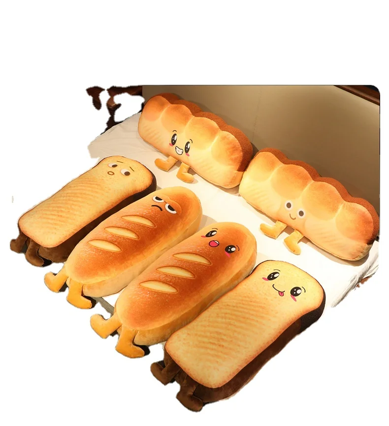 3D Simulation Toast Bread Shape Seat Cushion Soft Stuffed Pillow