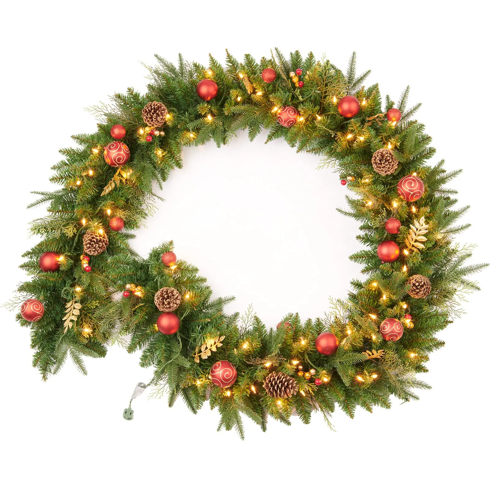 Christmas Garland With Lights Pre Lit Wreath For Indoor Home Xmas