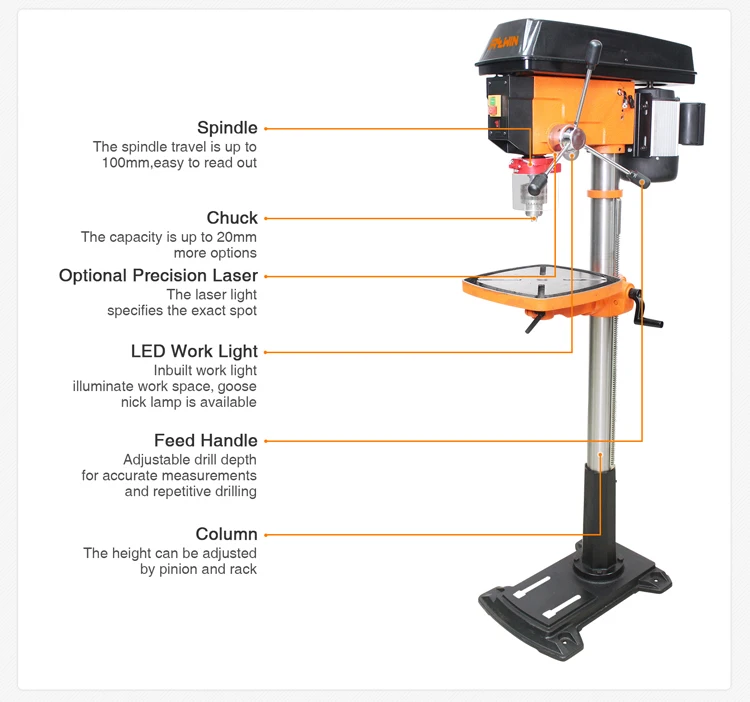 12 Speed Optional Laser Guide 15 Inch Floor Drill Press Machine Buy