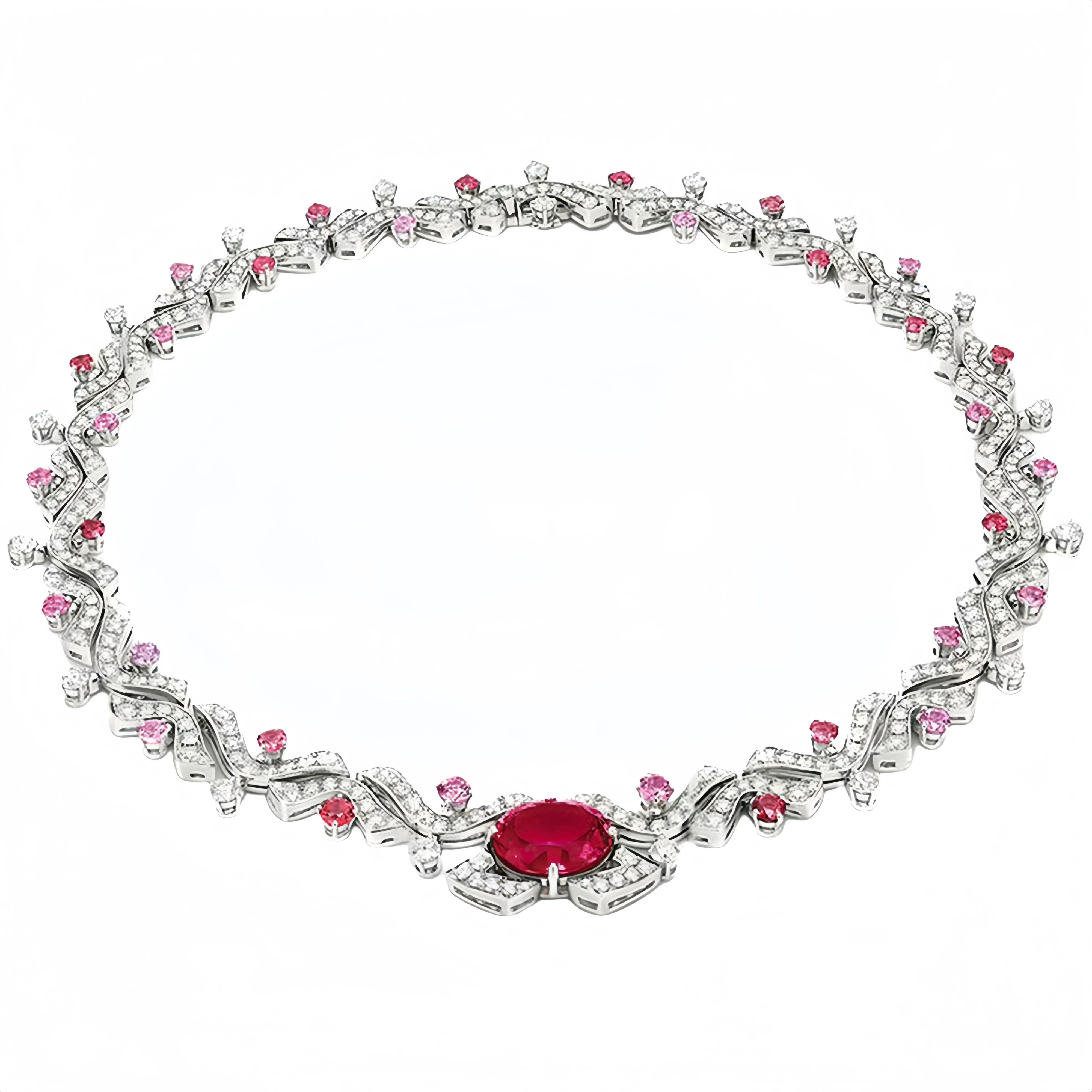 MUSHAN Jewelry Factory GRC Certificate Lab Grown Ruby and High Carbon Diamond Necklace Women Wedding Party 925 Silver Necklaces