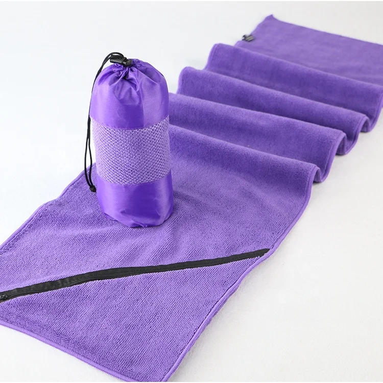 Toalha Esportiva de Microfibra Personalizada de Alta Qualidade para Academia Golfe Viagem - Super Absorção de Água Bolso com Zíper Estampada Personalização