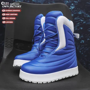 Outdoor Waterproof Ankle-Height Snow Boots Leather Mesh Lining Lace-Up Closure PATENT LEATHER for Autumn Winter Spring Working