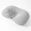 Light gray flocked inflatable u pillow - single pack