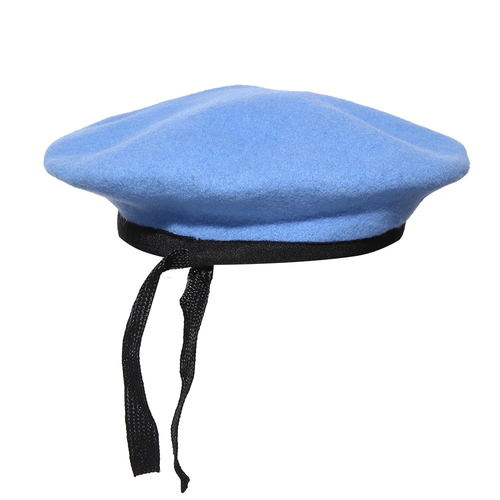 Adjustable Embroidered Unisex Wool French Tactical Beret, Blue Beret Forward Cap