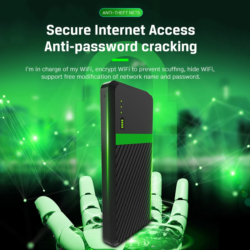 MT7628DAN 10000mAh Wifi Hotspot Device Type C Charging 300Mbps ZBT