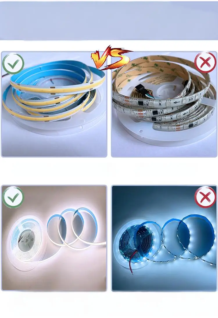 COB LED Strip Lights DC 12v/24v Flexible LED Tape Light for Bedroom, Kitchen Cabinets, Living Room, for DIY Home Decoration