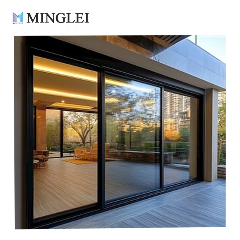 आधुनिक डिज़ाइन वाला बड़ा तिहरा कांच स्लाइडिंग दरवाज़ा, यूएसए मानक एल्यूमीनियम मिश्र धातु लिफ्ट एंड स्लाइड दरवाज़ा, विला के लिए