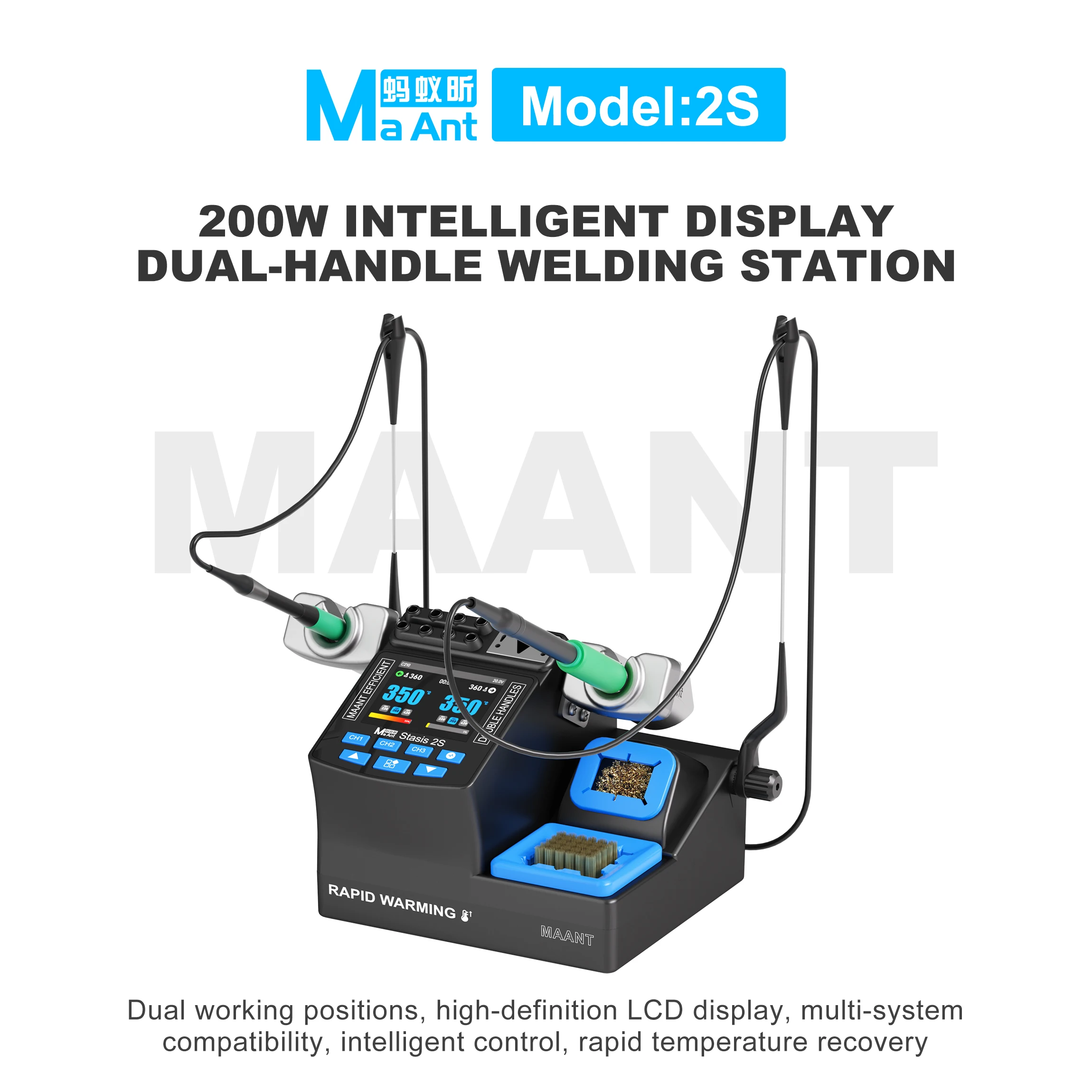 MaAnt 2S 210/115 Handle Compatible Dual Soldering Station Digital Display Precision Temp Control Welding Station for Repair