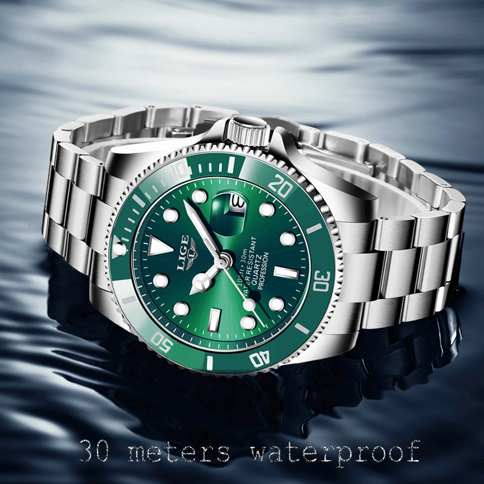 2022 Lige 10045 Luxury Fashion Diver Watch Men 30atm Waterproof Date ...