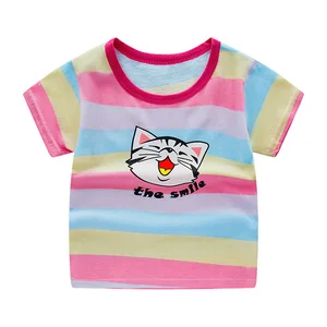 Unisex T-Shirts Wholesale Cotton Casual Toddler Tops O-Neck Summer Short-Sleeved Featuring Cartoon Printing Clothes for Kids