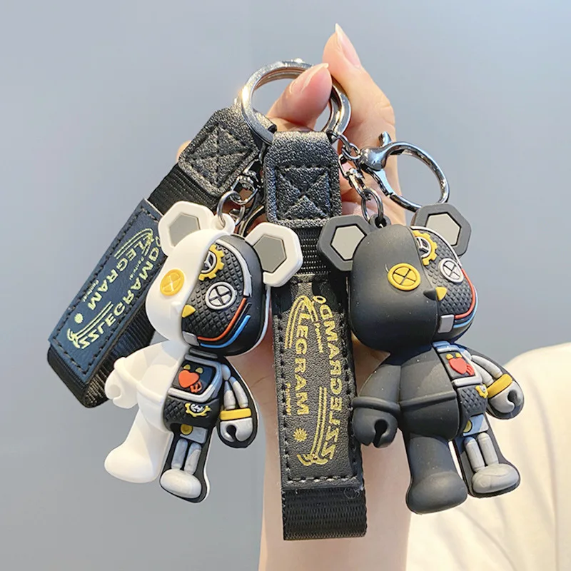 Fashion Keyrings Half Skull Body Robot Mechanical Bear Keychain