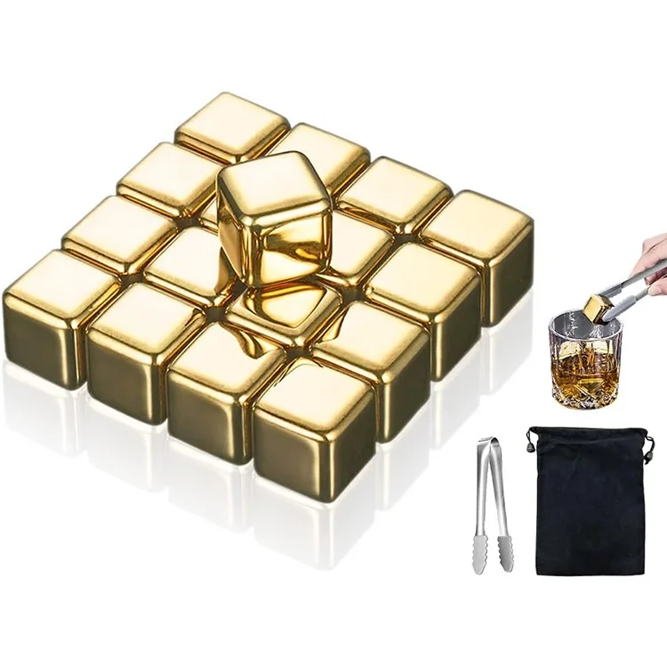 China Factory Wholesale Custom Reusable Stainless Steel Ice Cubes With Plastic Box for Bar