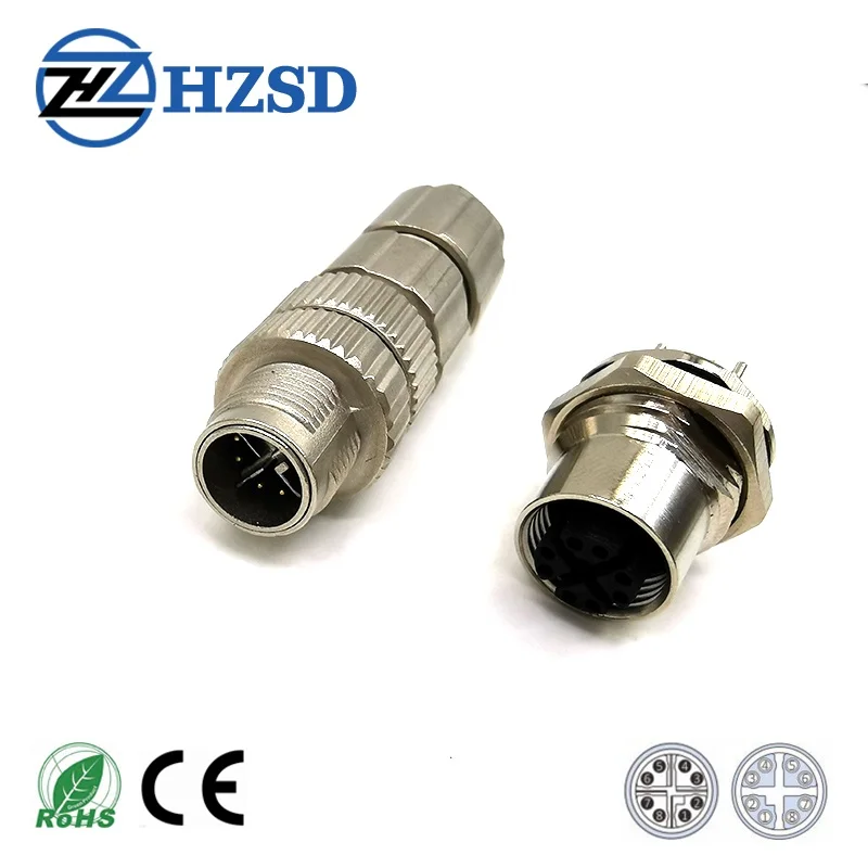 Metal Locking System Straight and Angled M12 Waterproof Connector
