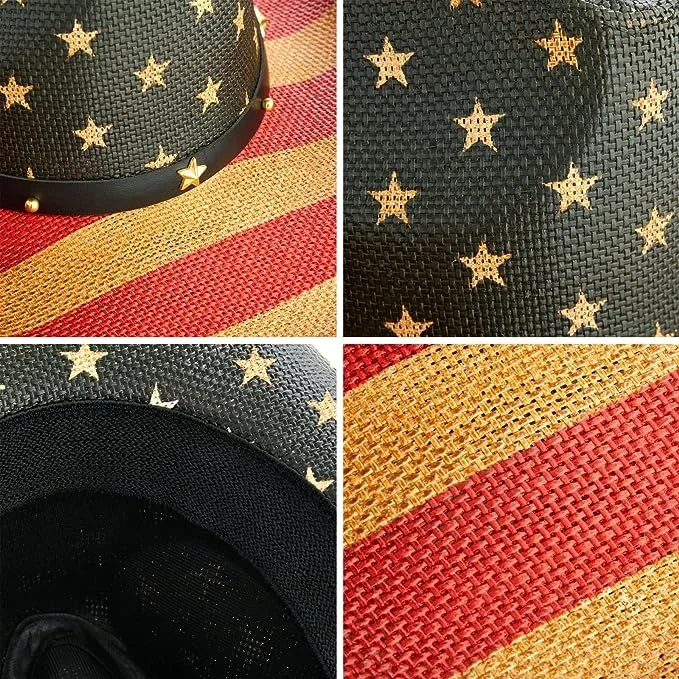 Wholesale Custom Printed Designer Distressed Sombreros Para Hombre Elastic Band Cowboy Straw Hat Travel Casual Cycling Sports