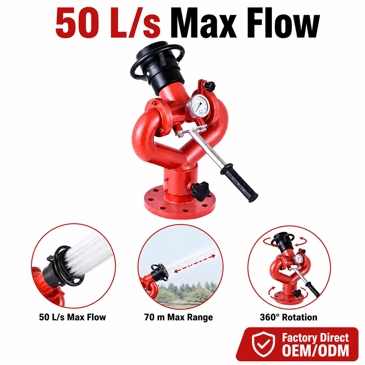 Tianxing PS Series Fixed Fire Monitor Fire Fighting Gun DN100/DN80 Aluminum Alloy Durable Flexible Flow Rate 20/30/40/50 L/s for