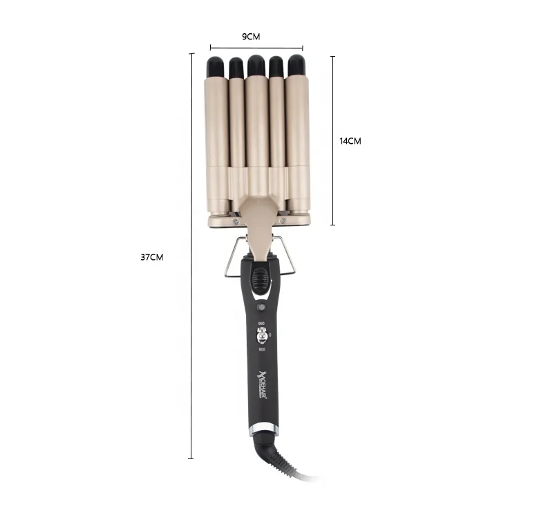 Fast Heating Ceramic 2 Temperature Control Tourmaline Triple 5 Barrels Hair Waver Tools