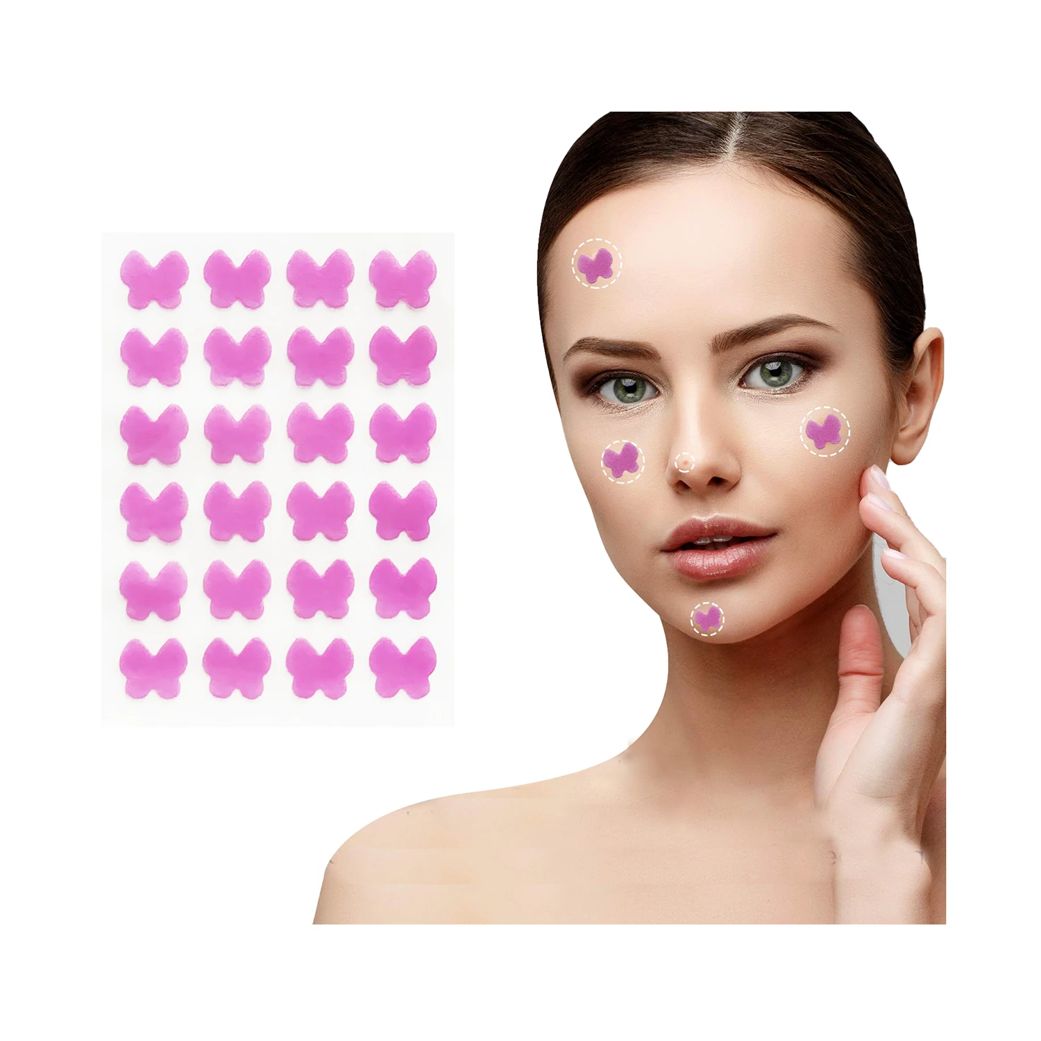 Colored  butterfly Shape Acne Pimple Patch  Absorbing Cover Patch Hydrocolloid Patch 24ct