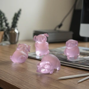 2026 Decorative Lovely Mini Happy Pig Family Crystal Statues for Valentine's Toy Gift