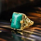 Turquoise Turquoise Queen's Temperament Jewelry Rings Turquoise Square Stone Ring Designs Copper Turquoise Ring
