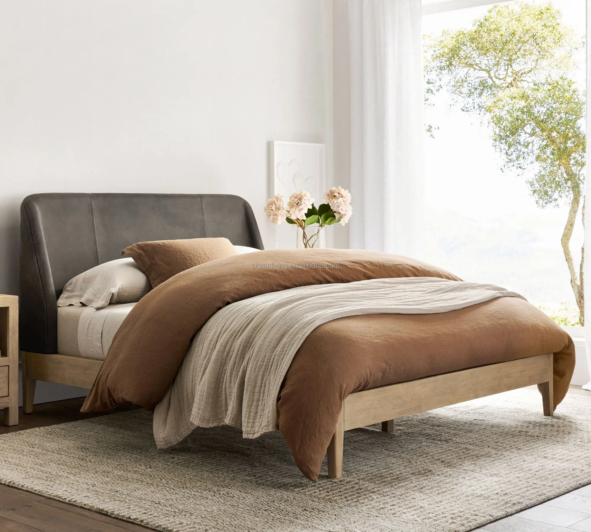 king bed platform bed bedroom furniture leather panel leather bed