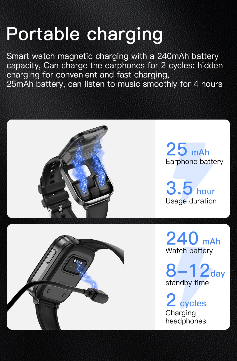 Newest Arrival 2 in 1 Wireless Smart Watch With Earbuds Headset Smart Bracelet Tws Earphones Smartwatch Earbuds
