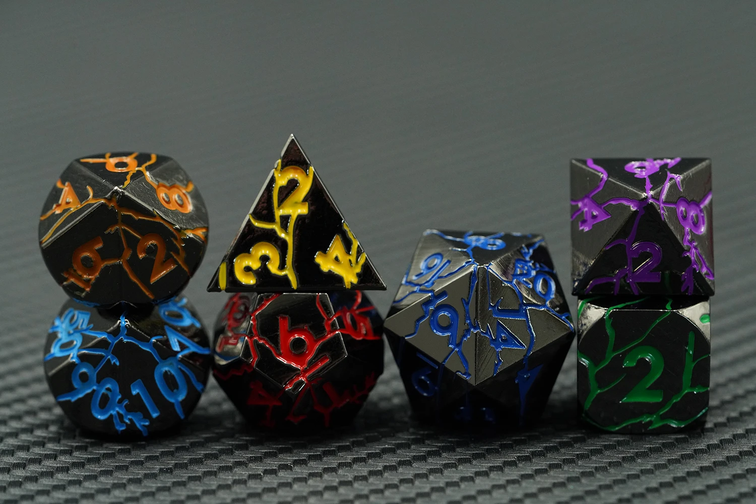 Dragon Crack Metal Rainbow 7-Piece RPG D&D Polyhedral Dice Set for Dungeons and Dragons manufacture